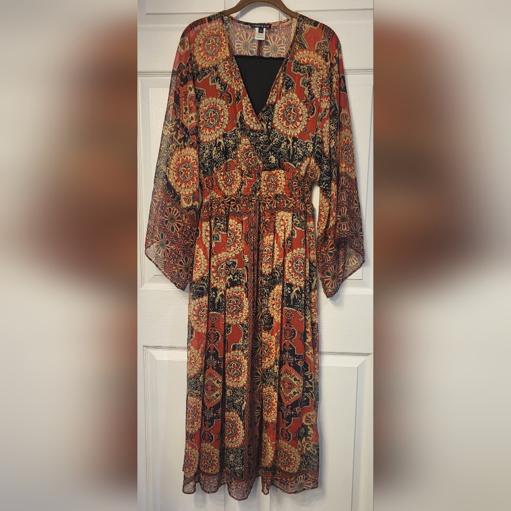 The Pyramid Collection Boho Fairy Maxi Dress With Draped Sleeves Size Small